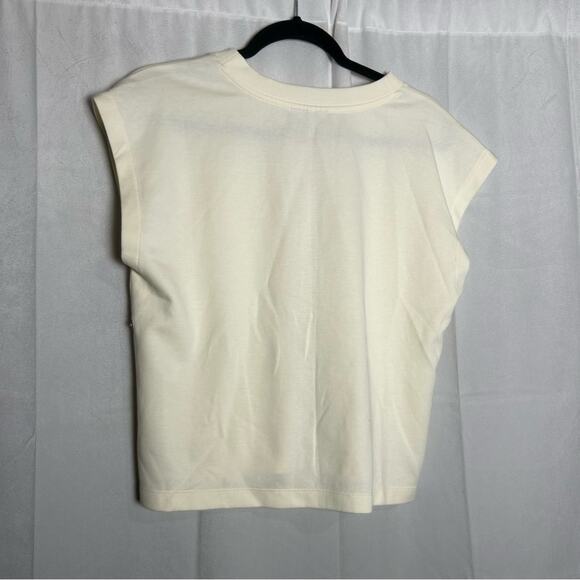 NWT The Greii Cream Crewneck Cap Sleeve Top Shirt Size Small - Picture 2 of 5